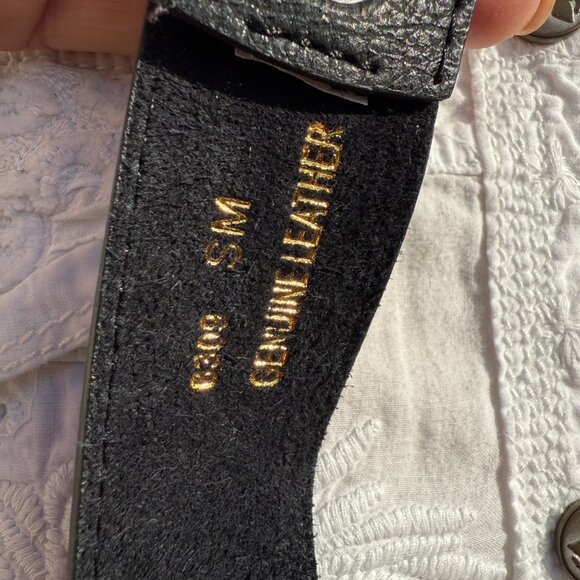 Black & Blue Leather Western Belt w/ Black Crystals - Picture 7 of 9